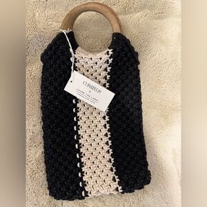 Laude The Label X Rachel Zoe Curateur Gabby Macrame Wood Ring Handle Bag